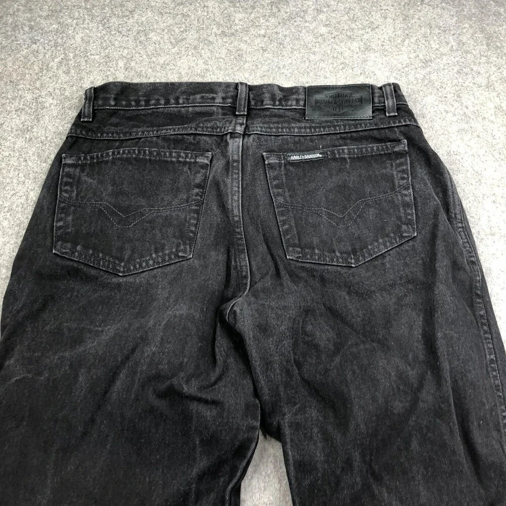 Vintage Harley-Davidson Jeans Mens 34x30 Black Charcoal Wash Straight Denim
